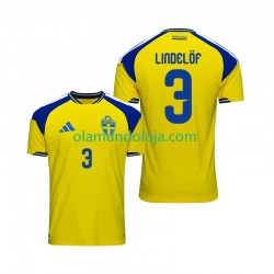 Camisola Suécia Victor Lindelof 3 Homem Equipamento Primeiro 2026 Manga Curta
